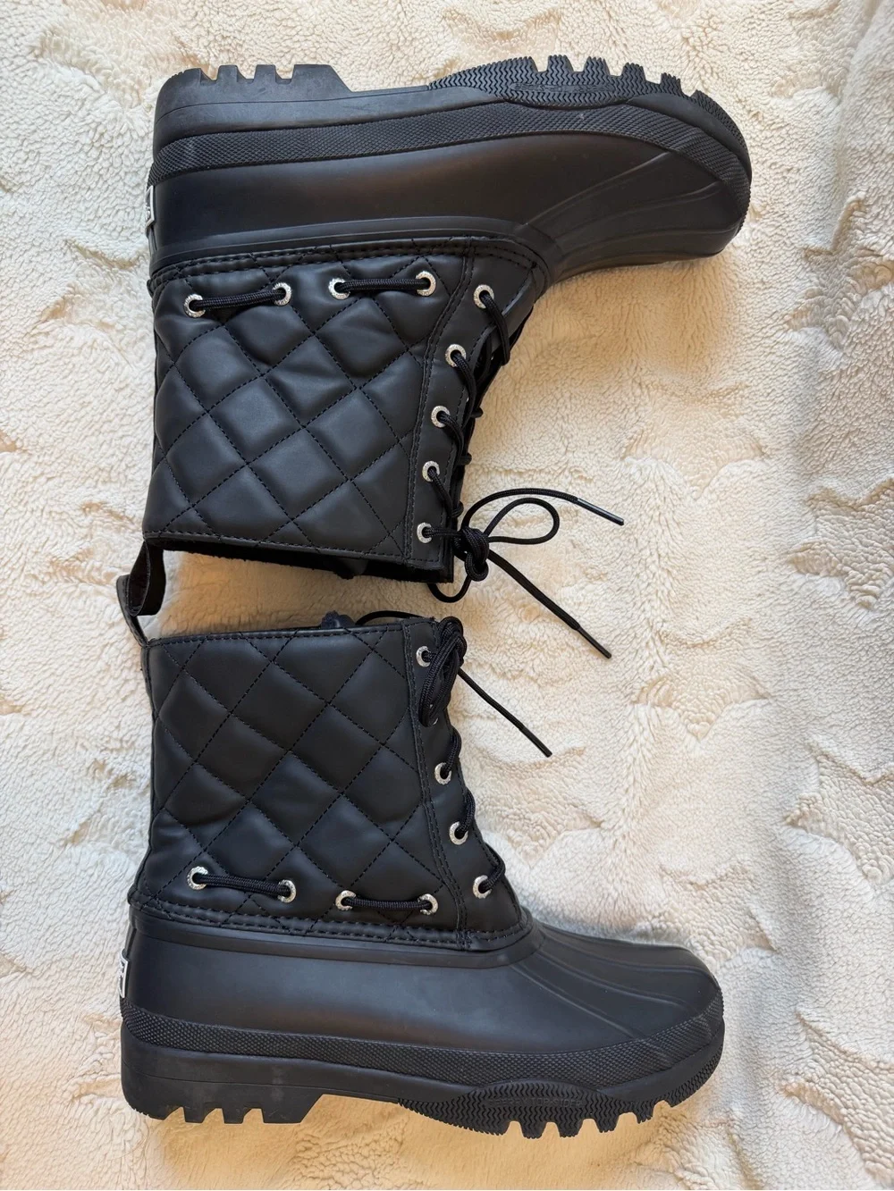 EUC Sperry Gosling Black Quilted Waterproof Duck Winter Boots